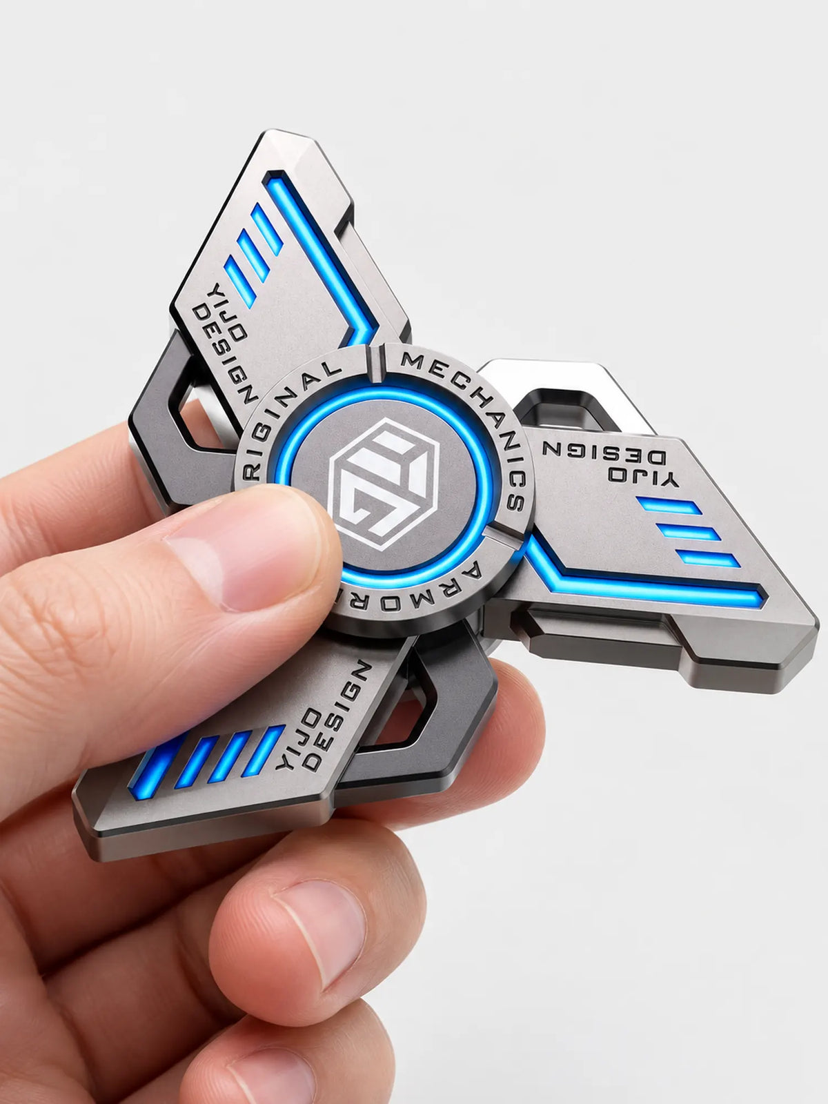 Armored Blue Alloy Fidget Hand Spinner Toy