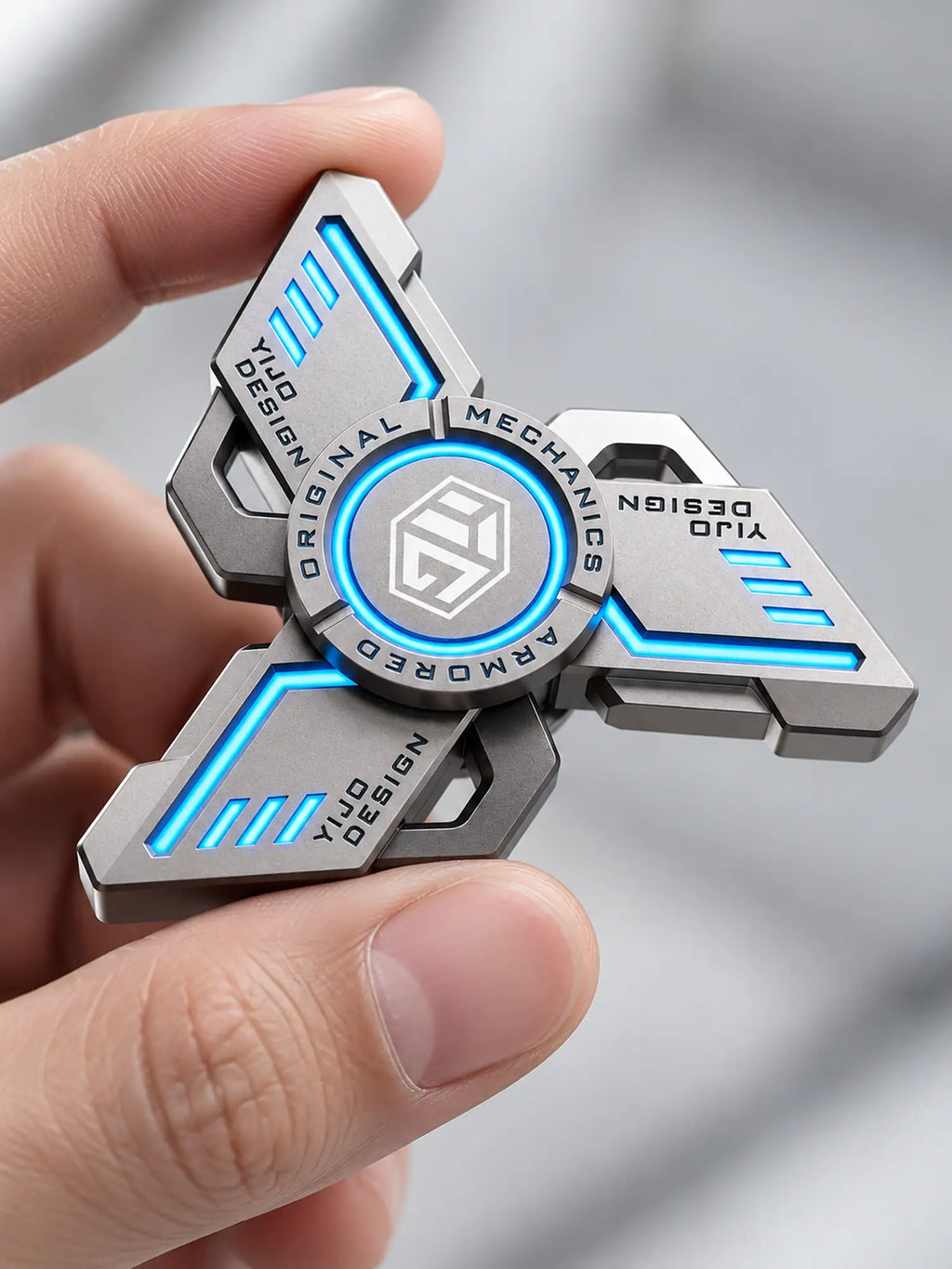 Armored Blue Alloy Fidget Hand Spinner Toy