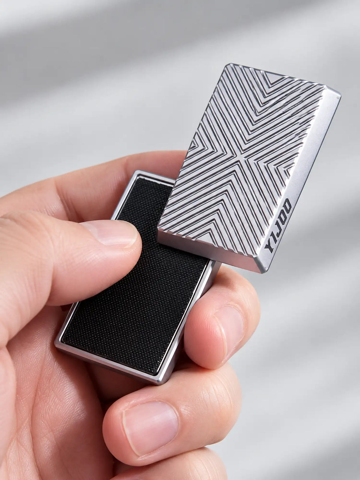 Geometric Silver Magnetic Slider Fidget Toy