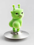 Fuzzy Alien Cat UFO Desk Toy – Funny Meme Figurine