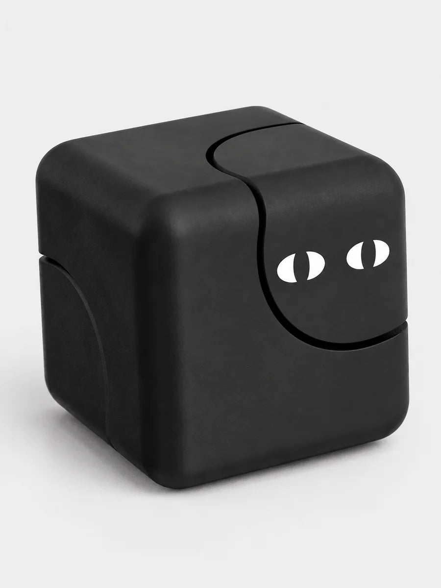 Minimal Black Cube Fidget Spinner Toy – EDC Rotating Stress Relief Cube